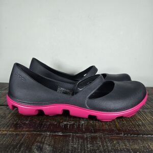 NEW Crocs Duet Sport Mary Jane Womens Size 6 Sandals Shoes Black Pink